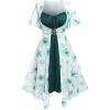 ROSE GAL Rosegal Plus Size Women Sundress Set Flutter Sleeves Floral Dress and Lace-up Cami Dress(Green_2)