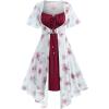 ROSE GAL Rosegal Plus Size Women Sundress Set Flutter Sleeves Floral Dress and Lace-up Cami Dress(Red_1)