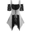 ROSE GAL Rosegal Women Plus Size Gothic Cold Shoulder Top Medieval Renaissance Corset Shirt(Black_5)