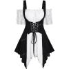 ROSE GAL Rosegal Women Plus Size Gothic Cold Shoulder Top Medieval Renaissance Corset Shirt(White_2)
