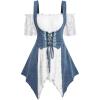 ROSE GAL Rosegal Women Plus Size Gothic Cold Shoulder Top Medieval Renaissance Corset Shirt(White_6)