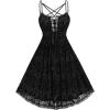 ROSE GAL Rosegal Women Plus Size Gothic Overlay Midi Dress Backless Spaghetti Strap A Line Dress(Black_4)