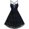 ROSE GAL Rosegal Women Plus Size Gothic Overlay Midi Dress Backless Spaghetti Strap A Line Dress(Blue_3)