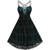 ROSE GAL Rosegal Women Plus Size Gothic Overlay Midi Dress Backless Spaghetti Strap A Line Dress(Green_3)