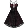 ROSE GAL Rosegal Women Plus Size Gothic Overlay Midi Dress Backless Spaghetti Strap A Line Dress(Red_3)