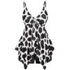 ROSE GAL Rosegal Women Plus Size Modest Tankini Swimsuit Handkerchief Sunflower Cinched Boyleg Swimwer(Black_1)