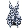 ROSE GAL Rosegal Women Plus Size Modest Tankini Swimsuit Handkerchief Sunflower Cinched Boyleg Swimwer(Blue_1)