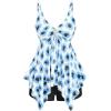 ROSE GAL Rosegal Women Plus Size Modest Tankini Swimsuit Handkerchief Sunflower Cinched Boyleg Swimwer(Blue_2)