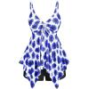 ROSE GAL Rosegal Women Plus Size Modest Tankini Swimsuit Handkerchief Sunflower Cinched Boyleg Swimwer(Blue_3)