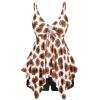 ROSE GAL Rosegal Women Plus Size Modest Tankini Swimsuit Handkerchief Sunflower Cinched Boyleg Swimwer(Coffee_1)