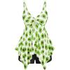 ROSE GAL Rosegal Women Plus Size Modest Tankini Swimsuit Handkerchief Sunflower Cinched Boyleg Swimwer(Green_2)
