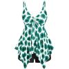 ROSE GAL Rosegal Women Plus Size Modest Tankini Swimsuit Handkerchief Sunflower Cinched Boyleg Swimwer(Green_3)