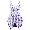 ROSE GAL Rosegal Women Plus Size Modest Tankini Swimsuit Handkerchief Sunflower Cinched Boyleg Swimwer(Purple_1)