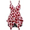 ROSE GAL Rosegal Women Plus Size Modest Tankini Swimsuit Handkerchief Sunflower Cinched Boyleg Swimwer(Red_1)