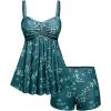ROSE GAL Rosegal Women Plus Size Modest Tankini Swimsuit Two Piece Bathing Suits Floral Print Swim Tops with Boy Shorts(Deep Green)