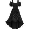 ROSE GAL Rosegal Women Plus Size Steampunk Renaissance Costume Dress Cold Shoulder Ruffles Lace-up High Low Dress(Black_1)