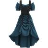 ROSE GAL Rosegal Women Plus Size Steampunk Renaissance Costume Dress Cold Shoulder Ruffles Lace-up High Low Dress(Blue_1)