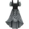 ROSE GAL Rosegal Women Plus Size Steampunk Renaissance Costume Dress Cold Shoulder Ruffles Lace-up High Low Dress(Gray_1)