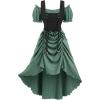 ROSE GAL Rosegal Women Plus Size Steampunk Renaissance Costume Dress Cold Shoulder Ruffles Lace-up High Low Dress(Green_1)