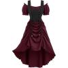 ROSE GAL Rosegal Women Plus Size Steampunk Renaissance Costume Dress Cold Shoulder Ruffles Lace-up High Low Dress(Red_1)