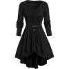 ROSE GAL Rosegal Womens Plus Size Gothic Lace-up Back Two Tone Ruched Grommets Buckle Long Sleeve High Low Hem Tunic T-Shirt(Black_6)