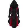 ROSE GAL Rosegal Womens Plus Size Hooded Lace-up Grommets Color Block Gothic Zip Front Asymmetrical Hem Long Sleeve Top(Black_2)