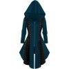 ROSE GAL Rosegal Womens Plus Size Hooded Lace-up Grommets Color Block Gothic Zip Front Asymmetrical Hem Long Sleeve Top(Blue)