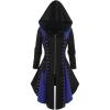 ROSE GAL Rosegal Womens Plus Size Hooded Lace-up Grommets Color Block Gothic Zip Front Asymmetrical Hem Long Sleeve Top(Blue_1)