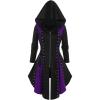 ROSE GAL Rosegal Womens Plus Size Hooded Lace-up Grommets Color Block Gothic Zip Front Asymmetrical Hem Long Sleeve Top(Purple)