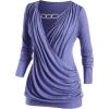 ROSE GAL Rosegal Womens Plus Size Wide Ribbed Keyhole Cutout Draped Ruched Surplice Wrap Long Sleeve Blouson Top(Blue)