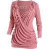 ROSE GAL Rosegal Womens Plus Size Wide Ribbed Keyhole Cutout Draped Ruched Surplice Wrap Long Sleeve Blouson Top(Pink)