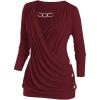 ROSE GAL Rosegal Womens Plus Size Wide Ribbed Keyhole Cutout Draped Ruched Surplice Wrap Long Sleeve Blouson Top(Red)