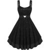 ROSE GAL Women Plus Size 1950s Vintage Floral Lace Jacquard Belt Fit and Flare Dress Cocktail Party Dress(Balck_1)