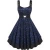 ROSE GAL Women Plus Size 1950s Vintage Floral Lace Jacquard Belt Fit and Flare Dress Cocktail Party Dress(Blue_1)