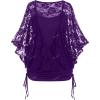 ROSE GAL Women Plus Size Cinched Ruched Batwing Sleeves Lace 2 in 1 Tee Blouson Top(Purple_1)