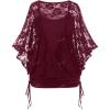 ROSE GAL Women Plus Size Cinched Ruched Batwing Sleeves Lace 2 in 1 Tee Blouson Top(Red_1)