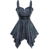 ROSE GAL Women Plus Size Floral Ruffled Half Zip Handkerchief Hem Gothic Swing Tank Top(Blue)
