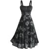 ROSE GAL Women Plus Size Gothic Dress Floral Chain Decor High Waisted Midi Tank Dress(Black)