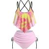 ROSE GAL Women Plus Size Gothic High Waisted Bikini Sets Skull Sunflower Print Two Piece Bathing Suits(Pink)