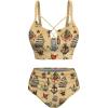 ROSE GAL Women Plus Size Hawaii Two Piece Bikini Swimsuit Sets Starfish Octopus Anchor Goth Strappy Swimwear(Coffee_1)