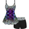 ROSE GAL Women Plus Size Hawaii Two Piece Tankini Swimsuit Set 3D Glitter Mermaid Print Padded Swimwear(Black_1)