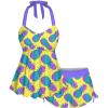 ROSE GAL Women Plus Size Hawaii Two Piece Tankini Swimsuit Set Tropic Fruits Pineapple Halter Boyleg Swimsuits(Yellow_1)