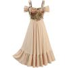 ROSE GAL Women Plus Size Medieval Renaissance Costume Maxi Corset Dress with Pockets(Khaki)