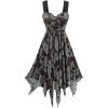 ROSE GAL Women Plus Size Retro Gothic Dress Paisley Skull Print Layered Handkerchief Midi Tank Dress(Black)