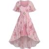 ROSE GAL Women Plus Size Summer Cottagecore Dress Floral Print High Low Hem 2 in 1 Vacation Sundress(Pink)