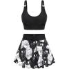 ROSE GAL Women Plus Size Two Piece Tankini Swimsuit Set Funny Cats Printed 2 Piece Bathing Suits(Black_1)
