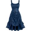 ROSE GAL Women Plus Size Victoria Gothic Lace Trim Lace-up Ruffled Cinched Ruched High Low Midi Dress(Blue_3)