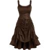 ROSE GAL Women Plus Size Victoria Gothic Lace Trim Lace-up Ruffled Cinched Ruched High Low Midi Dress(Coffee_2)