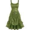 ROSE GAL Women Plus Size Victoria Gothic Lace Trim Lace-up Ruffled Cinched Ruched High Low Midi Dress(Green_2)