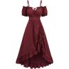 ROSE GAL Women Plus Size Victorian Renaissance Corset Fairy Cottagecore Cold Shoulder Costume Steampunk Dress(Red_1)